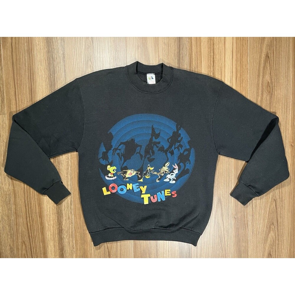 Looney Tunes Shadow Series Sweatshirt VTG Rare Taz Marvin Martian L Made in USA